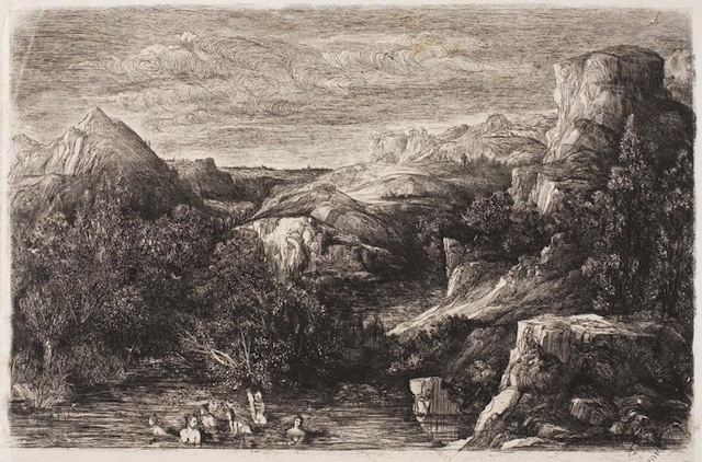 Rodolphe Bresdin - "Bathers in a Mountain Pool" 1865 (Art Institute of Chicago)