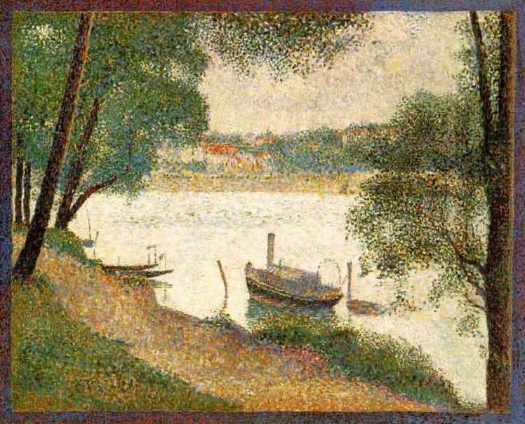 Seurat: "Gray Weather, Grande Jatte" 1888 [W'ped]