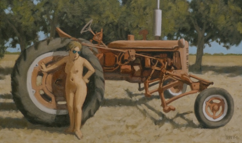 model with red tractor.  18x30". 2014