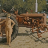 model with red tractor.  18x30". 2014