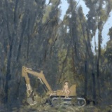 model with abandoned backhoe. 44x40"  2021