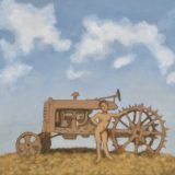 model with spiky tractor.  22x30"  2021